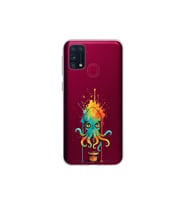Samsung Galaxy M31 ile uyumlu Splash ahtapot tasarımlı şeffaf silikon kılıf