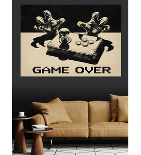 Joystick Ve Canavar Pençeleri "Game Over" Yazısı Dekoratif Kanvas - Mdf Ahşap Tablo
