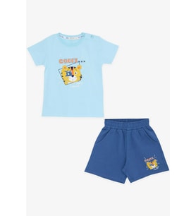 Breeze Girls & Boys Erkek Çocuk Şortlu Takım Fotoğrafçı Aslancık Baskılı 1-4 Yaş, Açık Mavi