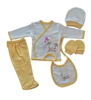 Hoşgeldin Bebek, Unisex Yenidoğan Bebek, Sarı, Desenli Beşli hastane Çıkışı