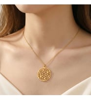 Kişiye Özel 925 Ayar Gümüş Yaşam Çiçeği Tasarım Ay Evreleri Kolye (Gold)