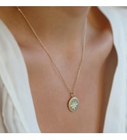 Plaka Yıldız Gold Kaplama Gümüş Kolye