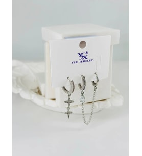 Zirkon Taşlı Üçlü Kombin Küpe - Kp00374