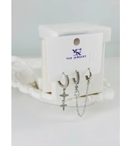 Zirkon Taşlı Üçlü Kombin Küpe - Kp00374
