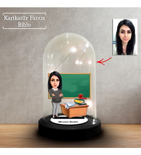 Kişiye Özel Karikatür Kadın Öğretmen Tasarımlı Fanus Biblo, Öğretmene Hediye, Öğretmenler Günü, Öğretmenler Günü Hediyesi,, FN228