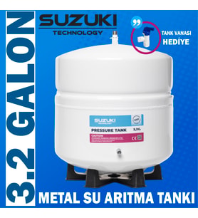 Tüm Su Arıtma Cihazlarına Uyumlu 12 Litre 3.2 Galon Metal Tank  (Gri-Buz)