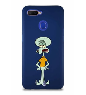 Oppo A12 Soft Premier Kapak Squidward Dokunaç Tasarımlı Silikon Kılıf - Lacivert (Şeffaf)