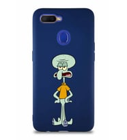 Oppo A12 Soft Premier Kapak Squidward Dokunaç Tasarımlı Silikon Kılıf - Lacivert (Şeffaf)