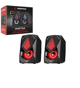 SİYAH - RGB IŞIKLI 1+1 HOPARLÖR SPEAKAER SET USB KABLO 2.0 MULTİMEDYA - 5W (5343)