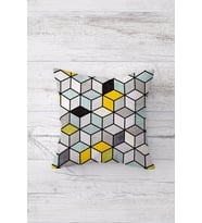 Çift Tarafı Baskılı Gizli Fermuarlı Dekoratif Yastık Kılıfı Kırlent Kılıfı Koltuk Yastık Kılıfı (Gri-Turkuaz)