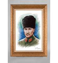 Altın Varaklı Paspartulu Çerçeveli Atatürk Tablo sd436