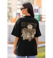 Led Zeppelin Rock Metal Sırt Baskılı Unisex Oversize Müzik Grubu Tişört