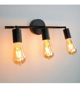 Rsylight Retro 3 Lü Siyah Metal 180 Derece Mafsallı Dekoratif Rustik Tavan Duvar Aplik
