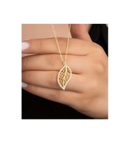925 Ayar Gümüş Gold Yaprak Kolye