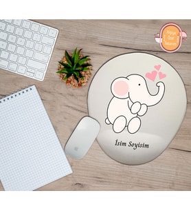 Kişiye Özel Fil Kalp Temalı Mouse Pad Bilek Destekli