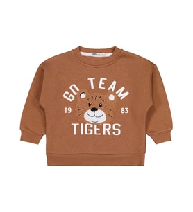Civil Boys Go Team Tıger Baskılı 2-5 Yaş Sweatshirt - Kahve