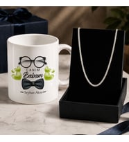 BK Gift Kişiye Özel Babalar Günü Tasarımlı Beyaz Kupa & Kral Zincir Kolye -2, Babalar Günü Hediyesi