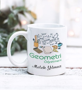 Geometri Öğretmeni Tasarımlı Kişiye Özel Kupa Bardak (Beyaz)