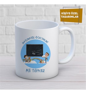 Kişiye Özel İsim Yazılabilir Matematik Öğretmeni Kupa Bardak