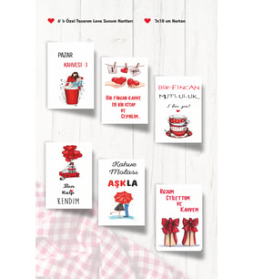 Love Temalı Kahve Sunum Kartları 6 Lı Motto Kart 7x10 Cm