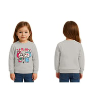 Unisex Labubu Baskılı Çocuk Swaetshirt 3 İplik Şardonlu (Gri)