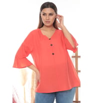 %100 Cotton Büyük Beden Bluz (Nar Çiçeği)