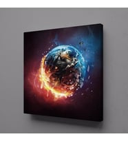 DÜNYA TEMALI KANVAS TABLO 90x90cm (Karışık)