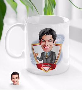 BK Gift Kişiye Özel İsimli Erkek Karikatürlü Beyaz Kupa Bardak-52