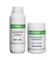 AKBEL OKSALİK ASİT 900 Gr ve  GLİSERİN 1 Kg  2'Lİ SET (Beyaz - Beyaz)
