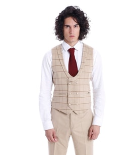 Krem Erkek Yelek Pantolon Takım - Wessi (Bej)