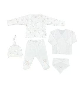 Andywawa Ac25560 Newborn Set Tinny Ships 5'li Hastane Çıkışı Ekru