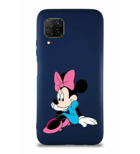 Huawei P40 Lite Soft Premier Kapak Minnie Mouse-E Tasarımlı Silikon Kılıf - Lacivert (Şeffaf)