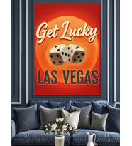Las Vegas Zar Afişi " İyi Şanslar" Sloganlı Dekoratif Kanvas - Mdf Ahşap Tablo