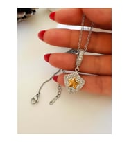 ÇELİK TAŞLI YILDIZ KOLYE 40+5 CM GOLD-GÜMÜŞ ACR2847