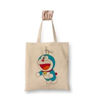 Doraemon 01 Beyaz Bez Çanta Uzun Saplı Alışveriş Çantası Plaj Çantası