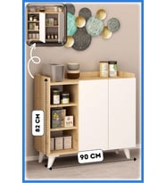 Alary Çok Amaçlı Dolap Beyaz & Meşe Raflı Çok Amaçlı Mutfak Dolabı Modern Kiler Dolabı