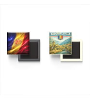 Buzdolap Magnetleri - Andorra Bayrağı ve Andorra la Vella Retro Tema - 2'li Set Magneti