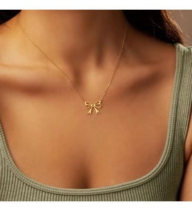 Kişiye Özel 925 Ayar Gümüş Minimal Fiyonk Kolye (Gold)