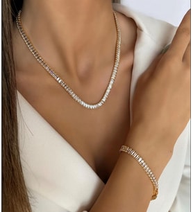 Su Yolu Kolye Bileklik Set (Gold)