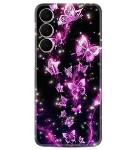 Samsung Galaxy S25 FE Kılıf Boutique Baskılı Resimli Pembe Neon Kelebekler Pcode -100