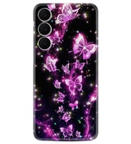 Samsung Galaxy S25 FE Kılıf Boutique Baskılı Resimli Pembe Neon Kelebekler Pcode -100