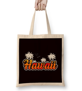Hawaii Palm Tree Aloha Beach Ocean Island Traveler Vacation Bez Çanta Uzun Saplı