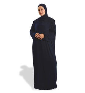 Lacivert Tek Parça Namaz Elbisesi Viskon Düz 2503_02