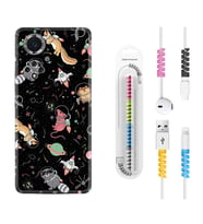Huawei Nova Y70 Y90 Nova 9 SE  Kılıf Kablo Koruma Spiral Silikon Planet Animals 1771