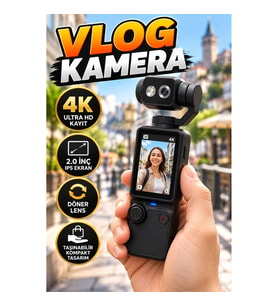 4K Ultra HD Vlog Kamera 2.0 İnç IPS Ekranlı Döner Lens Taşınabilir Aksiyon Kamera