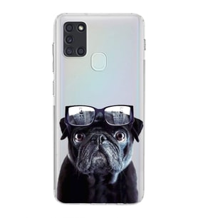PrintiFy Samsung Galaxy A21S ile Uyumlu Köpek 3 Kamera Korumalı Şeffaf Kılıf