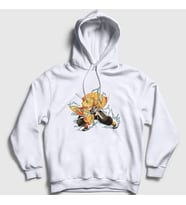 Presmono Unisex Beyaz Zenitsu Anime Demon Slayer Kimetsu No Yaiba Kapüşonlu Sweatshirt 309198tt