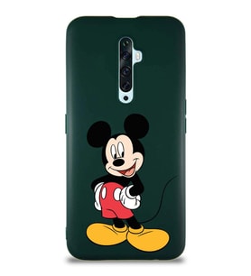 Oppo Reno 2Z Soft Premier Kapak Mickey Mouse-E Tasarımlı Silikon Kılıf - Yeşil (Şeffaf)