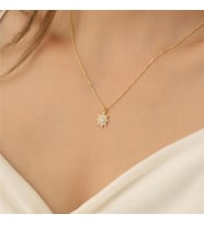 925 Ayar Gümüş Taşlı Güneş Kolye (Gold)