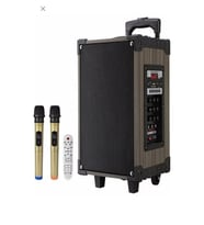 Hoparlör Çift Mikrofon, Bluetooth, USB, Sd Kart Kumandalı 100Watt Karaoke Sistemi Tekerlekli Amfi